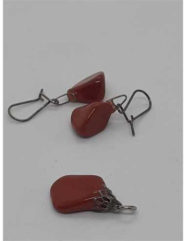 Set medalion si cercei piatra maro
