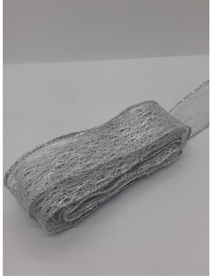 Panglica decorativa culoare argintiu pentru brad Craciun 2