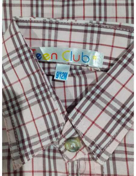 Camasa din bumbac maneca lunga roz cu dungi 6-9 luni Teen Club