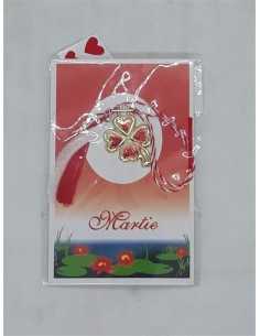 Martisor cu trifoi si inimioare rosii
