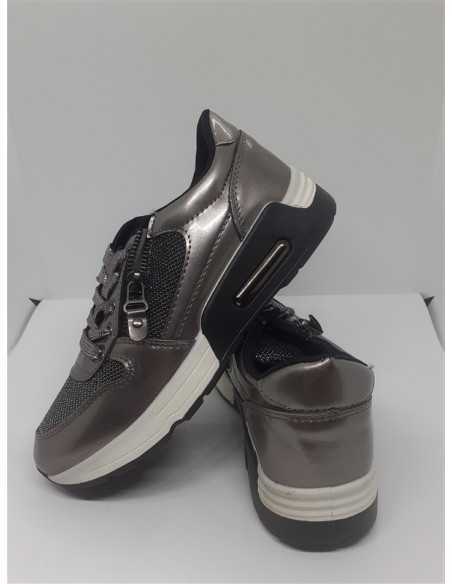 Pantofi sport dama cu siret culoare gri sidef nr 40
