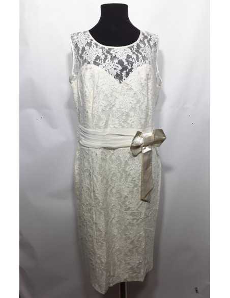 Rochita dama din dantela cu funda in talie FanyLux marime 48 Rochita dama din dantela cu funda in talie FanyLux marime 48