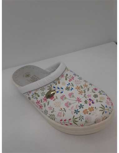 Saboti medicali din piele cu imprimeu floricele Sanital Light marime 35