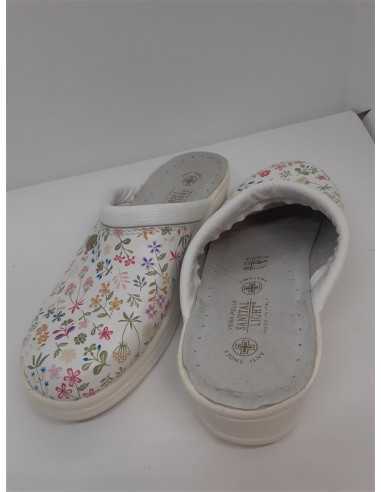 Saboti medicali din piele cu imprimeu floricele Sanital Light marime 35