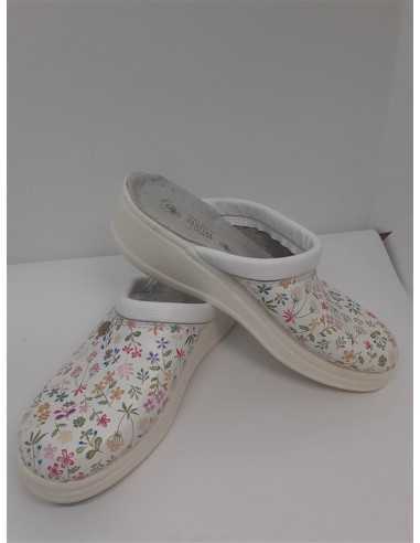 Saboti medicali din piele cu imprimeu floricele Sanital Light marime 35