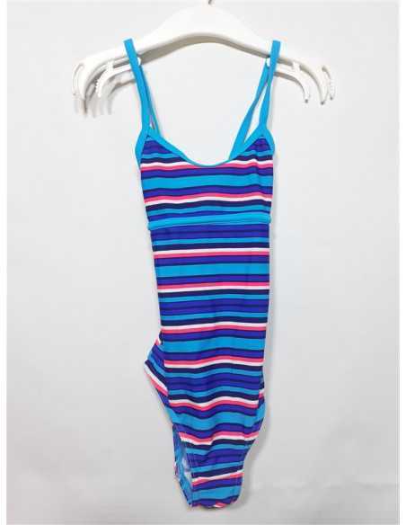 Costum de baie intreg cu dungi pentru fetite Tribord