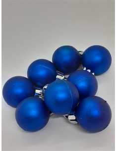 Set 8 globuri rotunde culoare albastru pentru Craciun 2