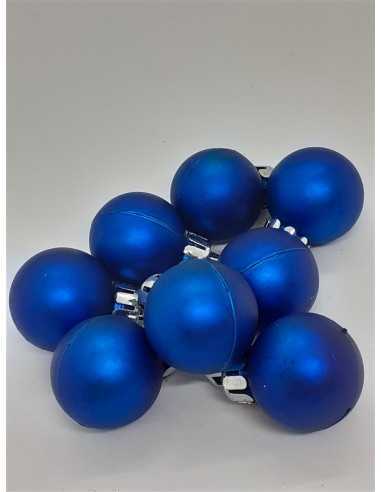 Set 8 globuri rotunde culoare albastru pentru Craciun