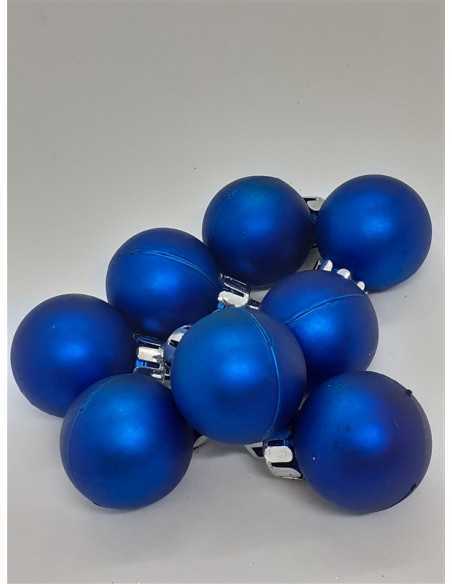 Set 8 globuri rotunde culoare albastru pentru Craciun