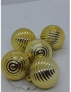 Set 6 globulete cu dungi culoare auriu pentru Craciun 2
