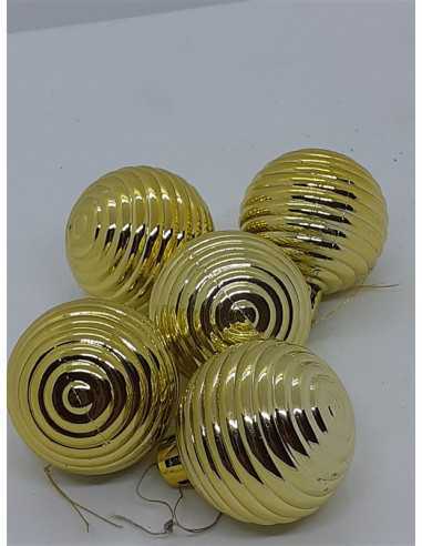 Set 5 globulete cu dungi culoare auriu pentru Craciun