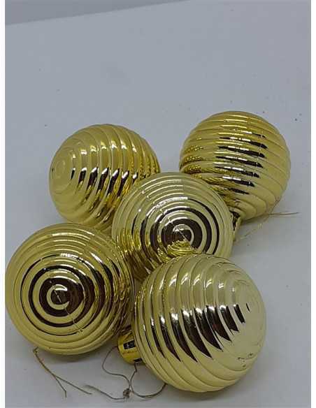 Set 5 globulete cu dungi culoare auriu pentru Craciun