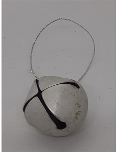 Decoratiune pentru Craciun clopotel din metal culoare alb