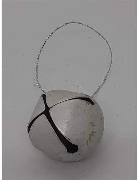 Decoratiune pentru Craciun clopotel din metal culoare alb