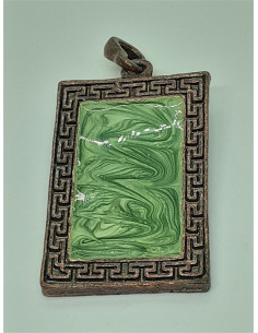 Medalion din metal cu model culoare verde