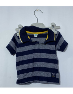 Tricou baietei cu dungi si guler Tex marimea 12 luni
