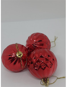 Set 3 globuri din plastic pentru Craciun cu model in relief