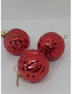 Set 3 globuri din plastic pentru Craciun cu model in relief 2