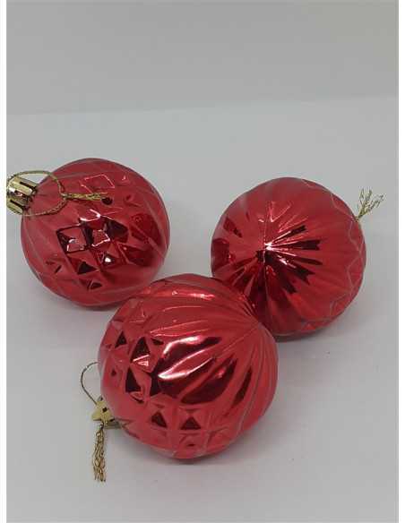 Set 3 globuri din plastic pentru Craciun cu model in relief
