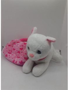 Catelus de plus alb cu gentuta roz 25 cm 2