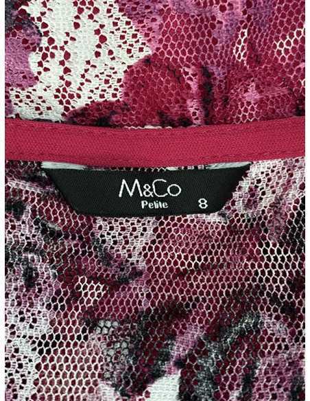 Tricou din dantela roz cu model cu floricele M&Co