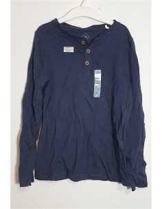 Bluza cu model Uni si decolteu henley TEX