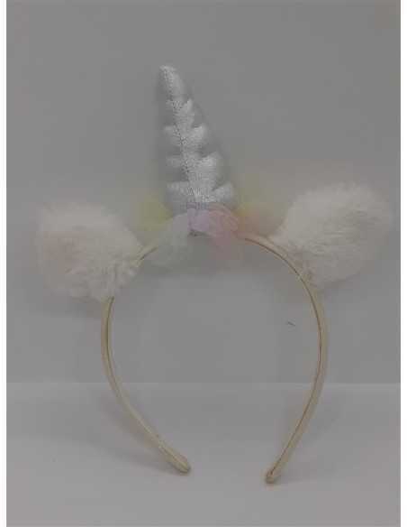 Bentita pentru fetite cu urechi pufoase si corn unicorn