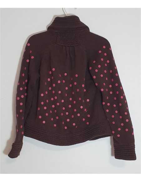 Pulover scurt in talie pentru fetite cu cerculete roz