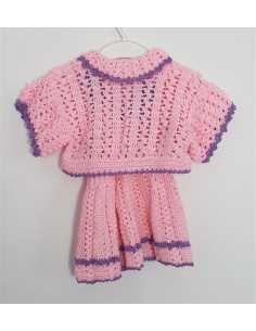 Costum tricotat pentru fetite din doua piese rochie si bolero 2