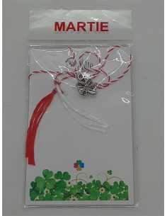 Martisor trifoi cu 4 foi din metal culoare argintiu