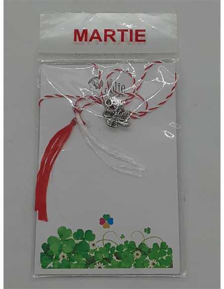 Martisor trifoi cu 4 foi din metal culoare argintiu