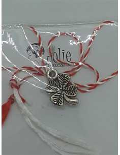 Martisor trifoi cu 4 foi din metal culoare argintiu 2