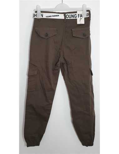 Pantaloni cu buzunare si curea in talie Bella Istanbul