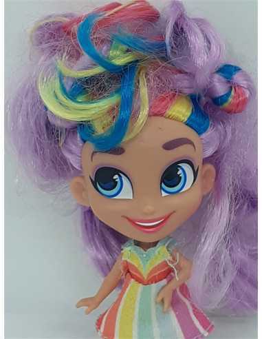 Set doua papusele Hairdorables cu parul curcubeu 11 cm
