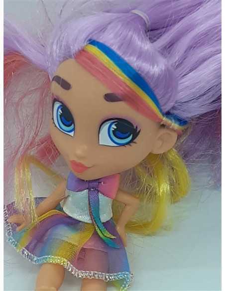 Set doua papusele Hairdorables cu parul curcubeu 11 cm