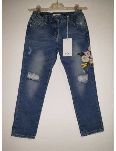 Pantaloni Jeans pentru fetite model rupt Y CLU