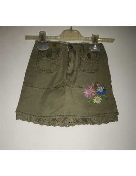 Fustita pentru copii cu aspect dantelat la baza si flori multicolore Glogirl