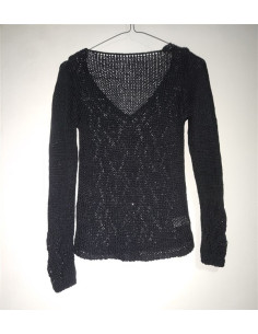 Pulover dama tricotat culoare negru 2