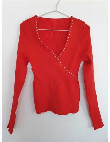 Bluza dama pentru primavara cu margelute albe