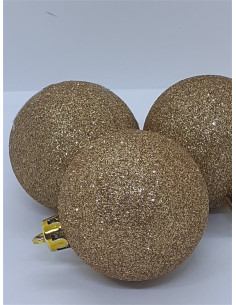 Set 3 globuri culoare auriu sclipitor pentru Craciun 2