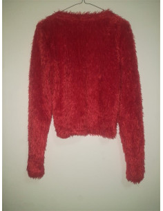 Pulover dama pufos cu decolteu usor la gat Bershka 2
