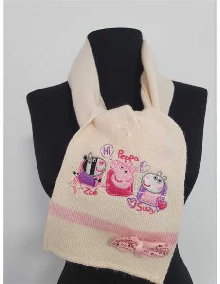 Fular tricotat cu imprimeu Peppa Pig