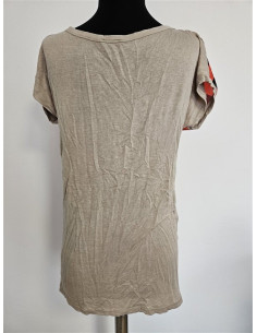 Tricou dama cu maneca scurta si dungi multicolore 2