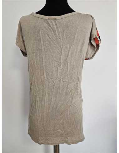 Tricou dama cu maneca scurta si dungi multicolore