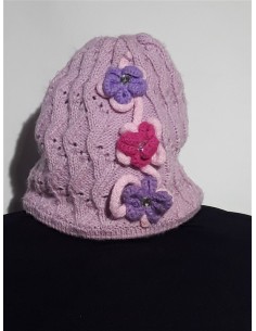 Caciula cu floricele si strasuri pentru fetite