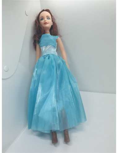 Papusa cu rochita lunga culoare bleu 38 cm