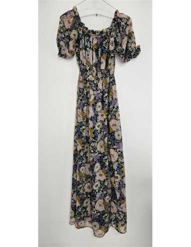 Rochie lunga de vara cu print floral multicolor Amisu