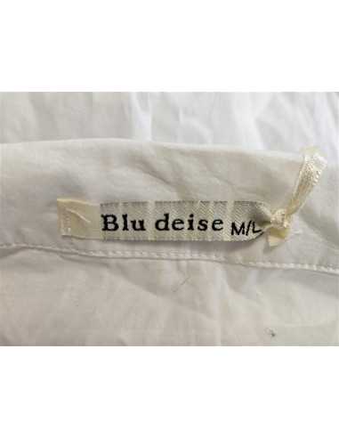 Camasa lunga cu decupaj in V la piept Blu deise