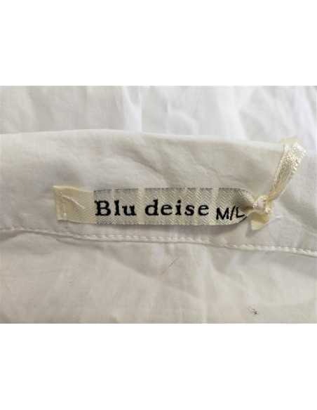 Camasa lunga cu decupaj in V la piept Blu deise