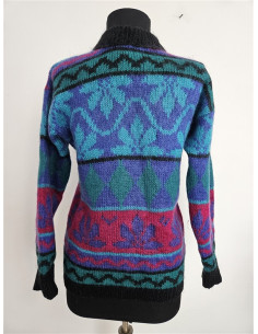 Pulover dama tricotat cu model multicolor 2